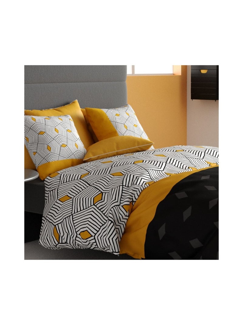 Housse de couette 2 personnes + 2 taies en coton 57 fils Multicolore - Kiabi