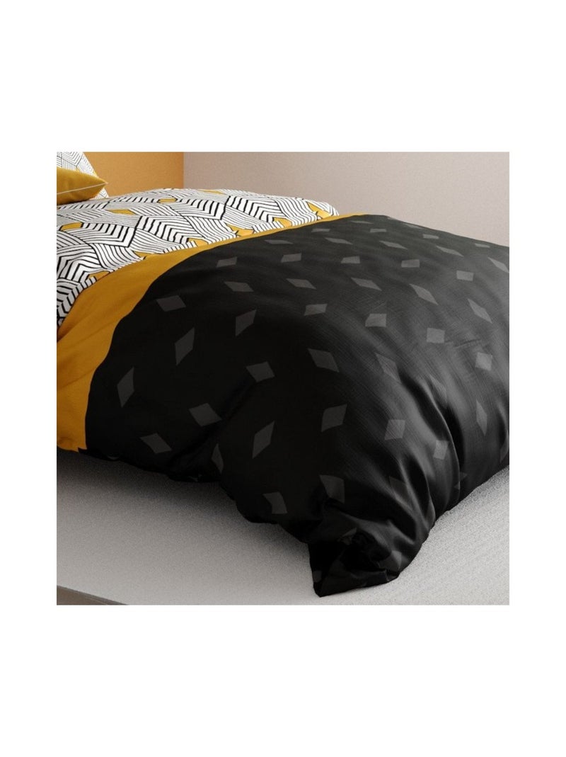 Housse de couette 2 personnes + 2 taies en coton 57 fils Multicolore - Kiabi
