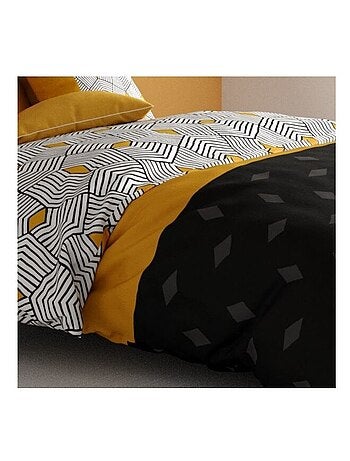 Housse de couette 2 personnes + 2 taies en coton 57 fils