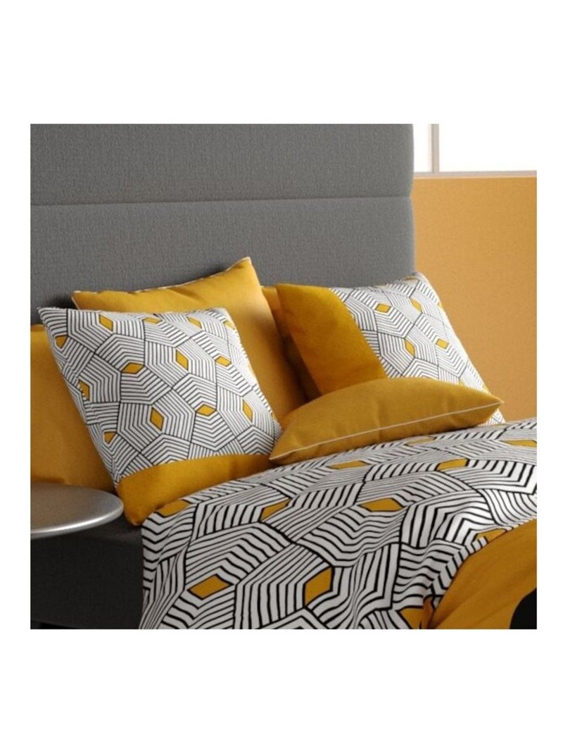 Housse de couette 2 personnes + 2 taies en coton 57 fils Noir - Kiabi