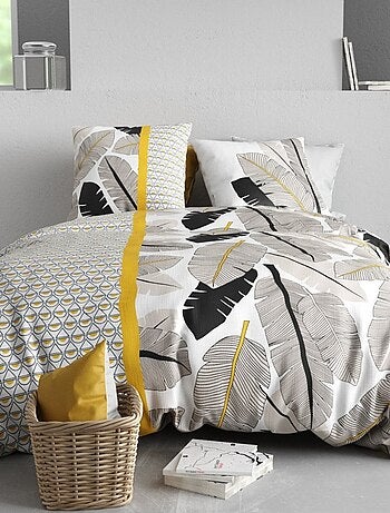 Housse de couette 2 personnes + 2 taies en coton 57 fils