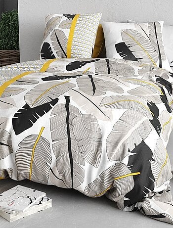 Housse de couette 2 personnes + 2 taies en coton 57 fils