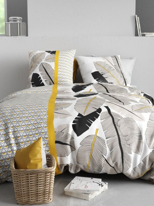 Housse de couette 2 personnes + 2 taies en coton 57 fils - Kiabi