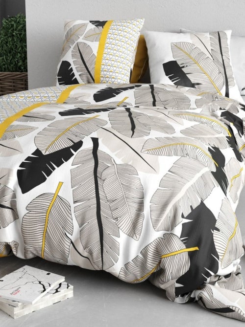 Housse de couette 2 personnes + 2 taies en coton 57 fils - Kiabi