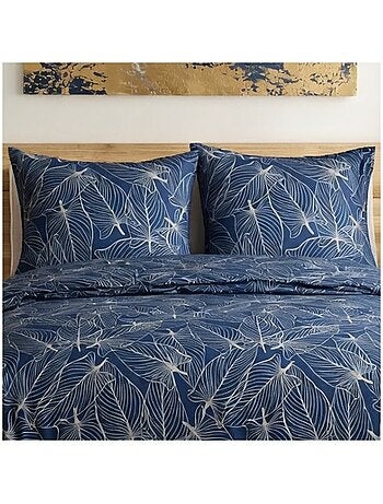 Housse de couette 2 personnes finition bouton + 2 taies 100% microfibre