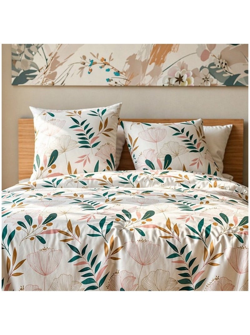 Housse de couette 2 personnes finition bouton + 2 taies 100% microfibre Multicolore - Kiabi
