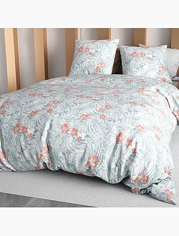 Housse de couette 2 personnes finition bouton + 2 taies 100% microfibre