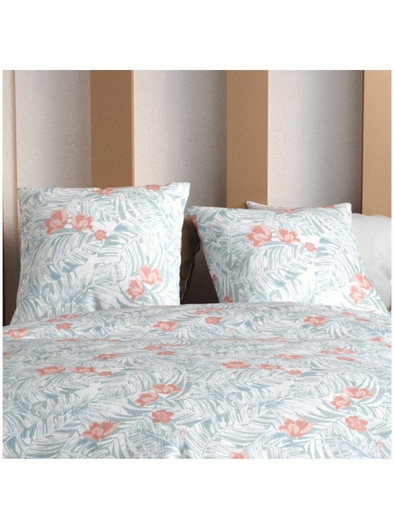 Housse de couette 2 personnes finition bouton + 2 taies 100% microfibre Vert - Kiabi