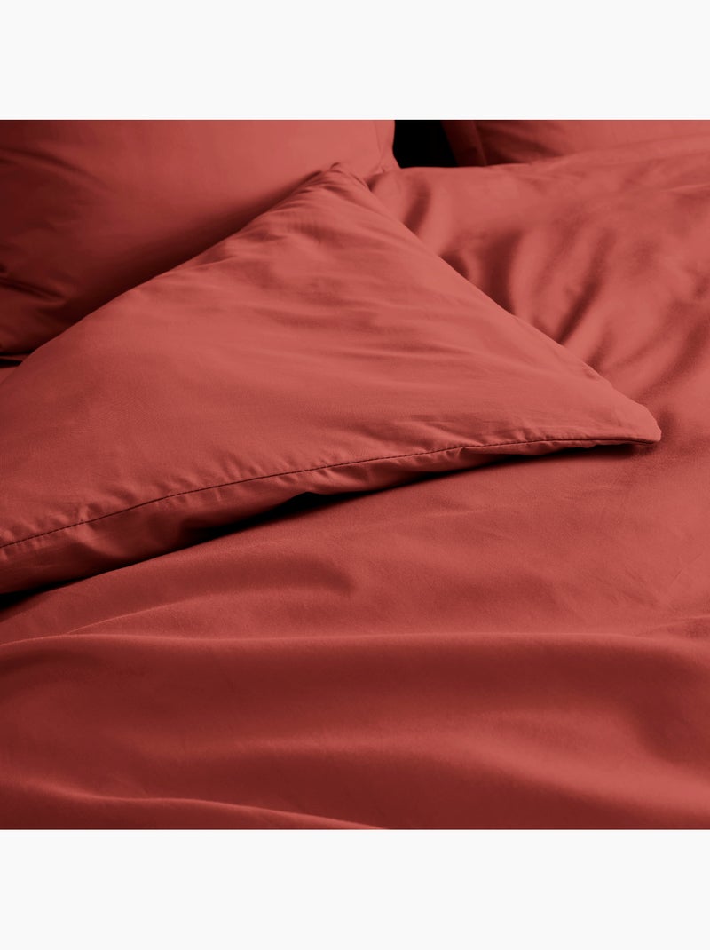 Housse de couette 2 personnes – Percale de coton 78 fils Terracotta - Kiabi