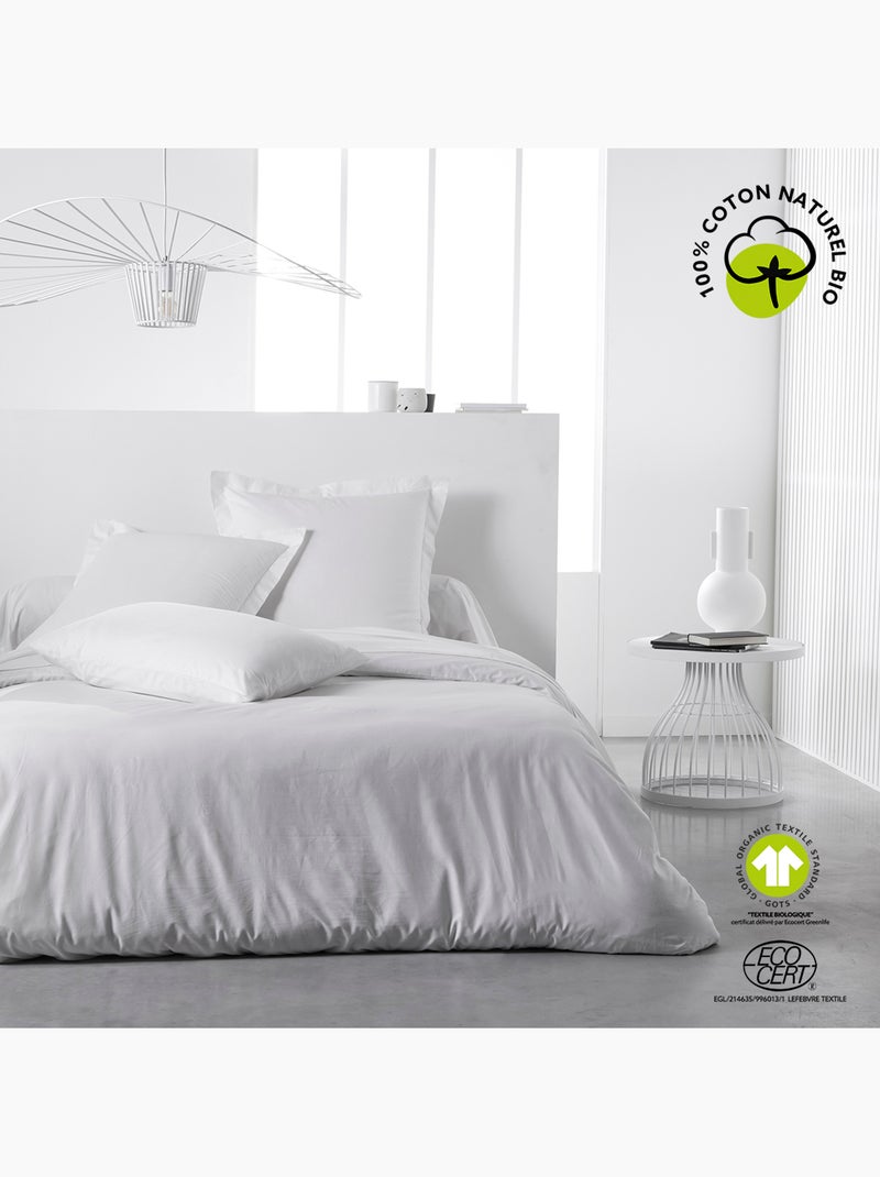 Housse de couette 2 personnes uni coton ORGANIC Blanc - Kiabi