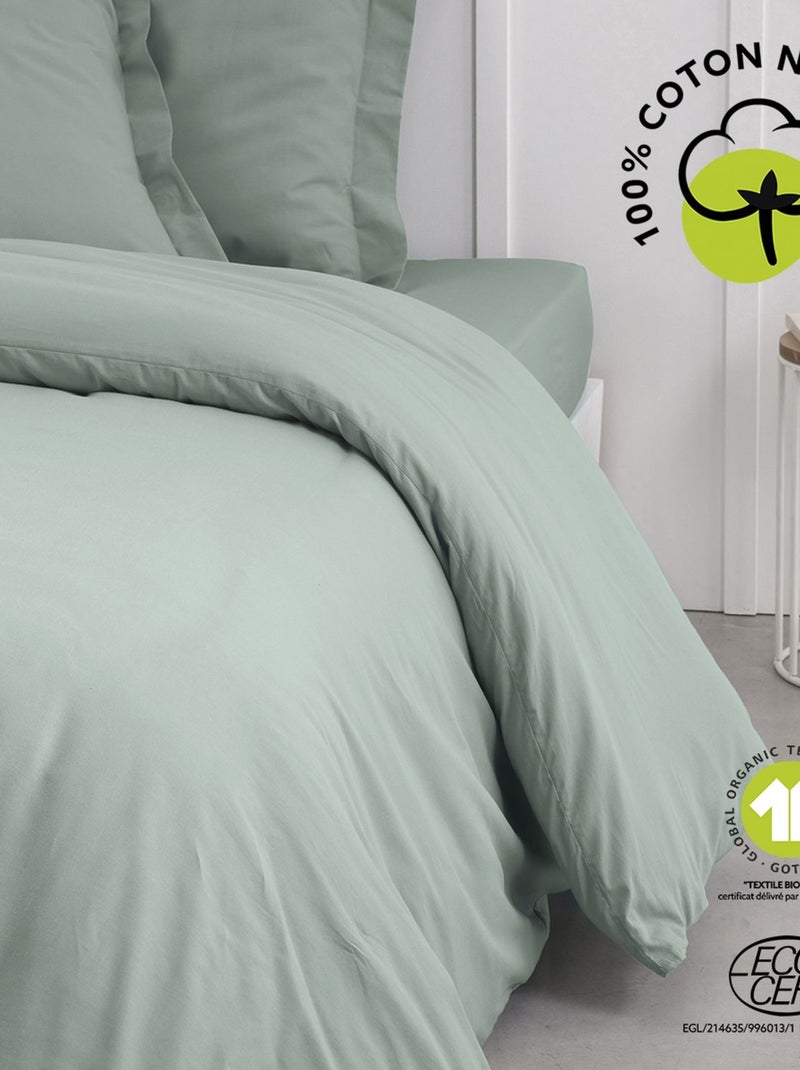 Housse de couette 2 places - 100% coton BIO Vert - Kiabi