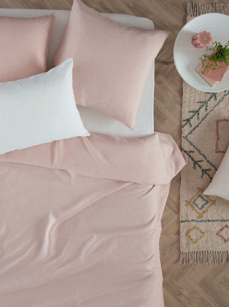 Housse de couette 2 places en 100% lin Rose - Kiabi