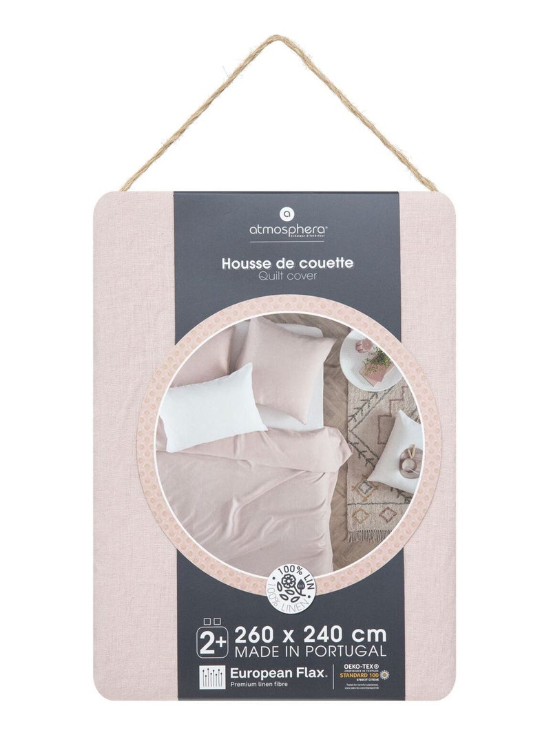 Housse de couette 2 places en 100% lin Rose - Kiabi
