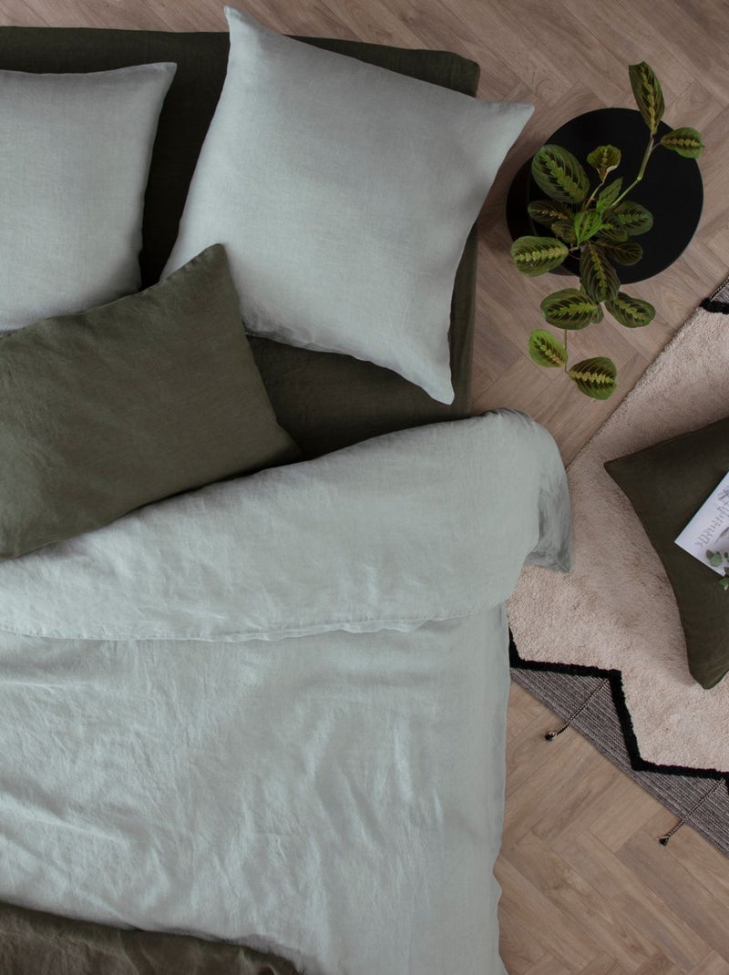 Housse de couette 2 places en 100% lin Vert - Kiabi