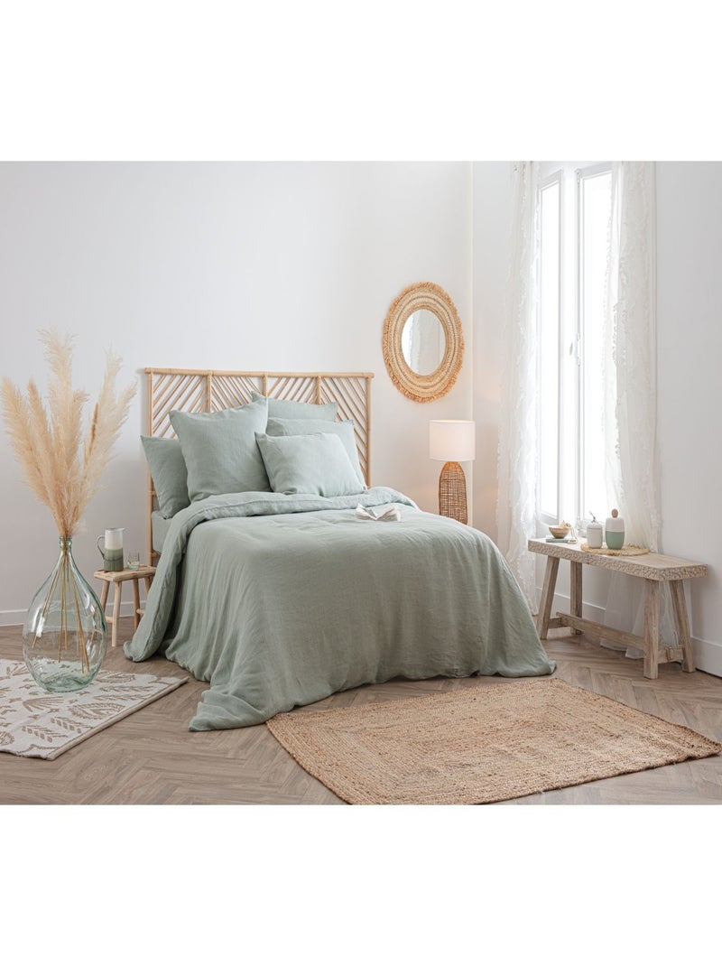 Housse de couette 2 places en 100% lin Vert - Kiabi