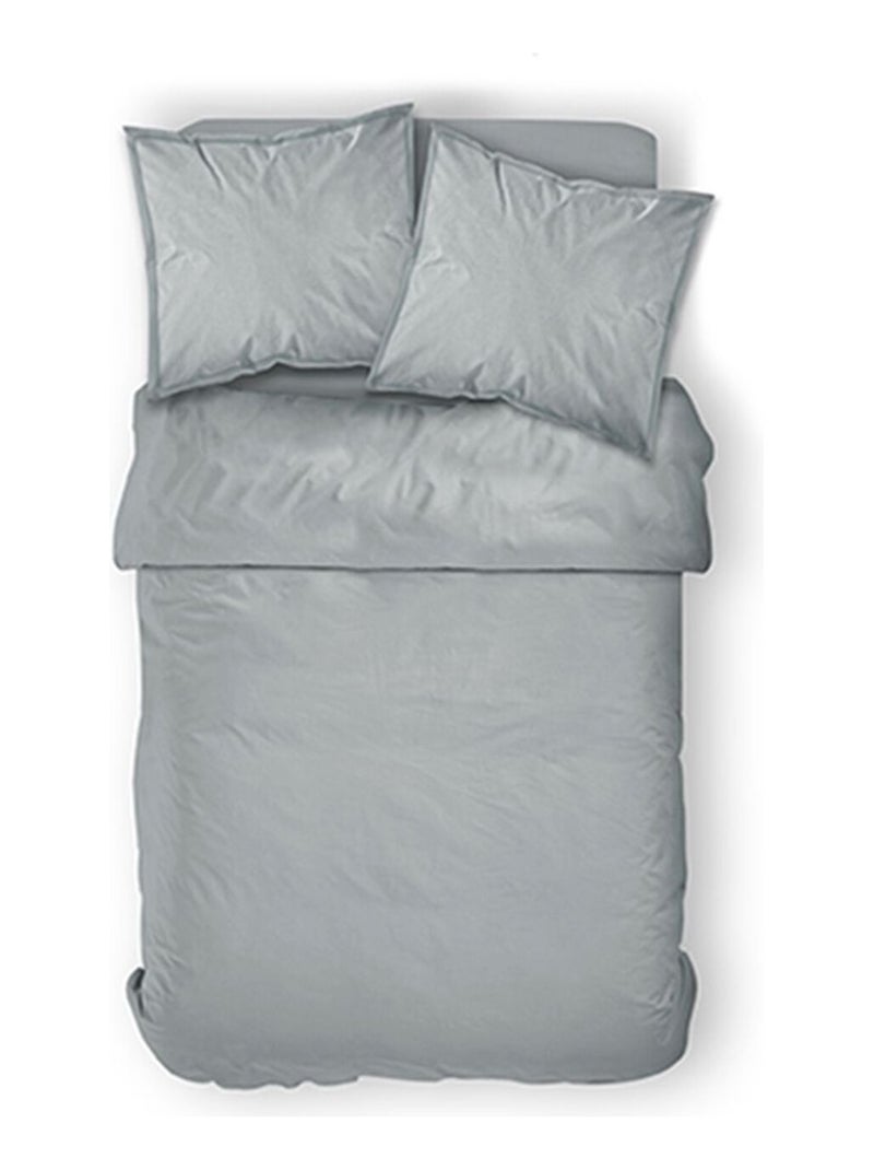 Housse de couette 2 places en coton 57 fils CHANTILLY Gris clair - Kiabi