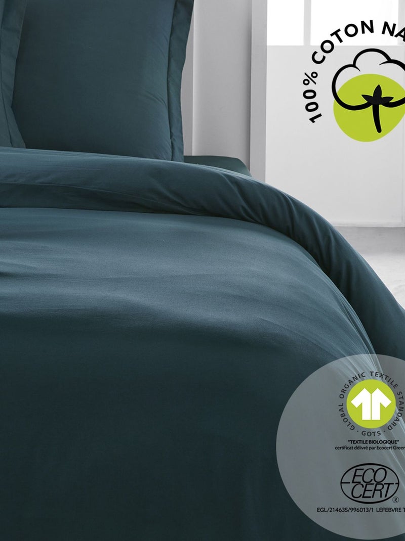 Housse de couette 2 places en coton BIO grande taille Bleu - Kiabi