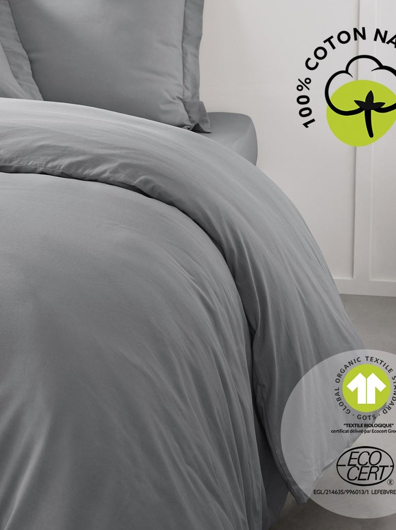 Housse de couette 2 places en coton BIO grande taille Gris - Kiabi