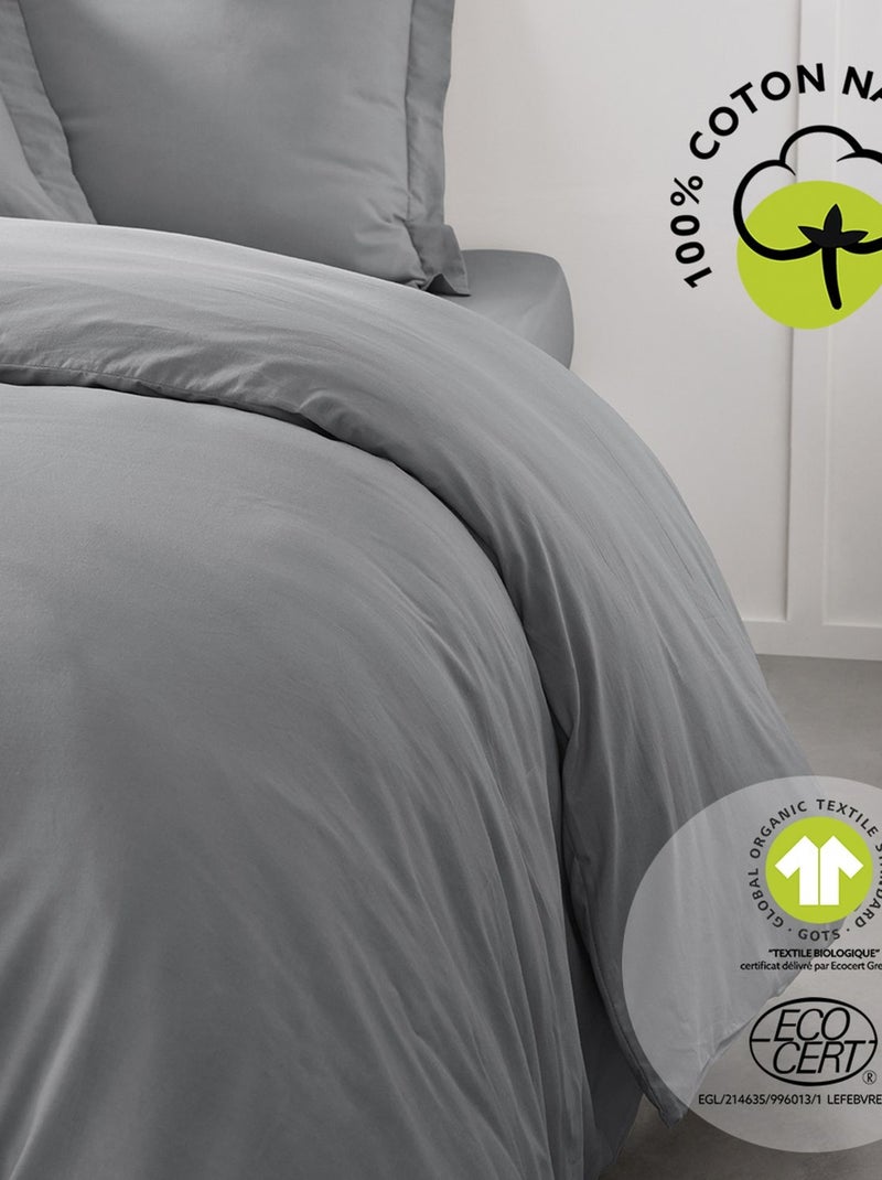 Housse de couette 2 places en coton BIO Gris - Kiabi