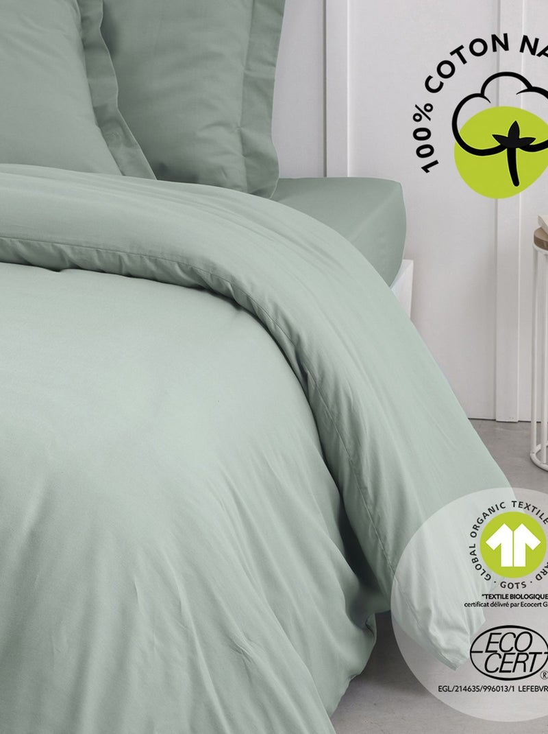 Housse de couette 2 places en coton BIO Vert - Kiabi