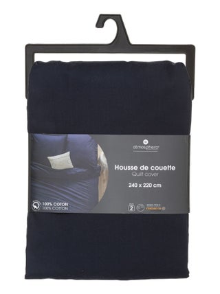 Housse de couette 2 places en coton fermeture boutons