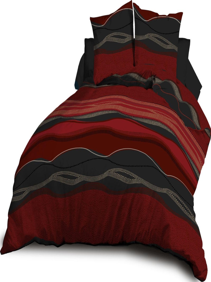 Housse de couette + 2 taies - Microfibre - Baltic rouge Rouge - Kiabi
