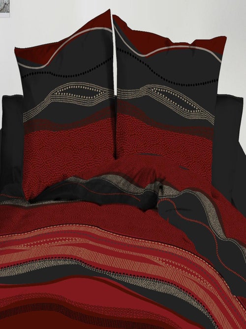 Housse de couette + 2 taies - Microfibre - Baltic rouge - Kiabi