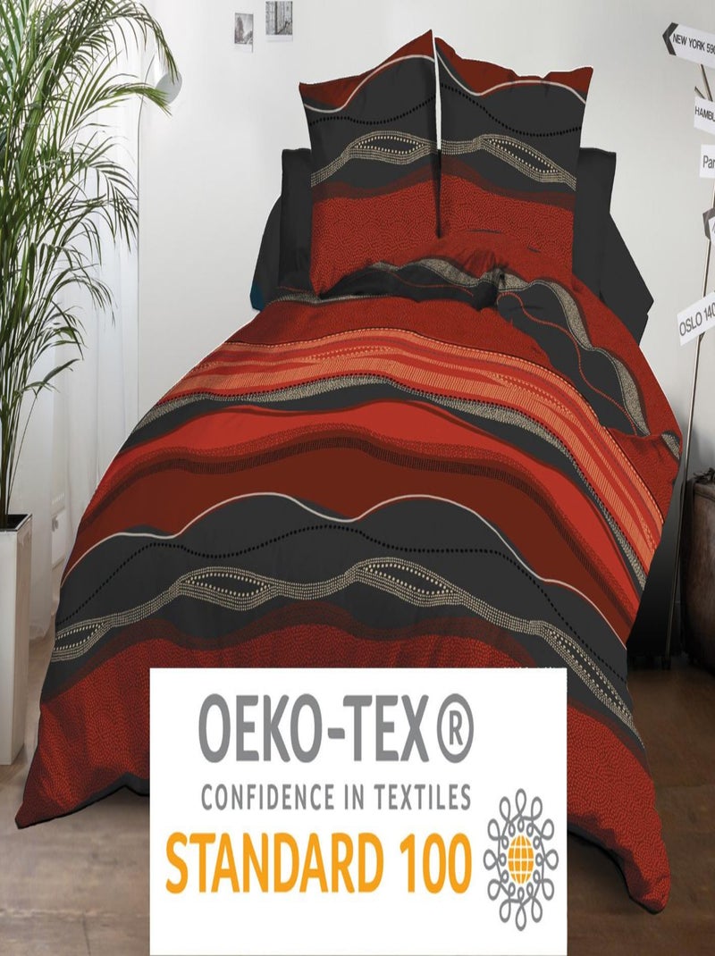 Housse de couette + 2 taies - Microfibre - Baltic rouge Rouge - Kiabi