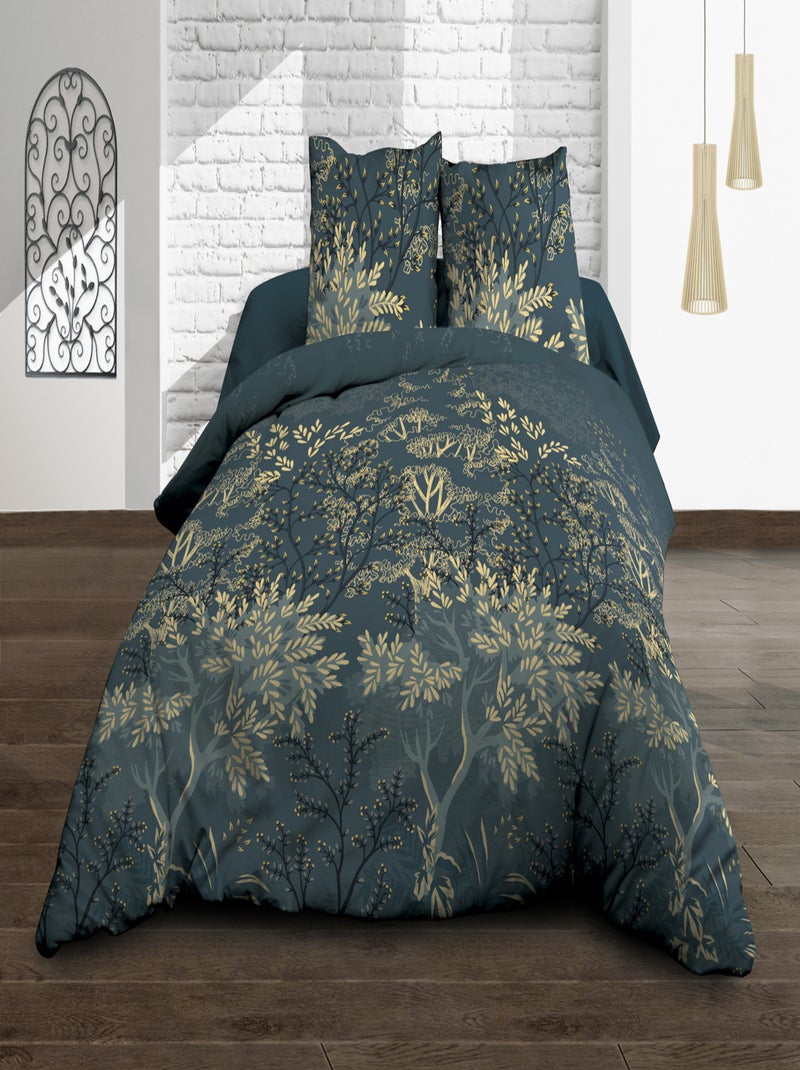 Housse de couette + 2 taies - Pur coton 57 fils - Hevea Vert foncé - Kiabi