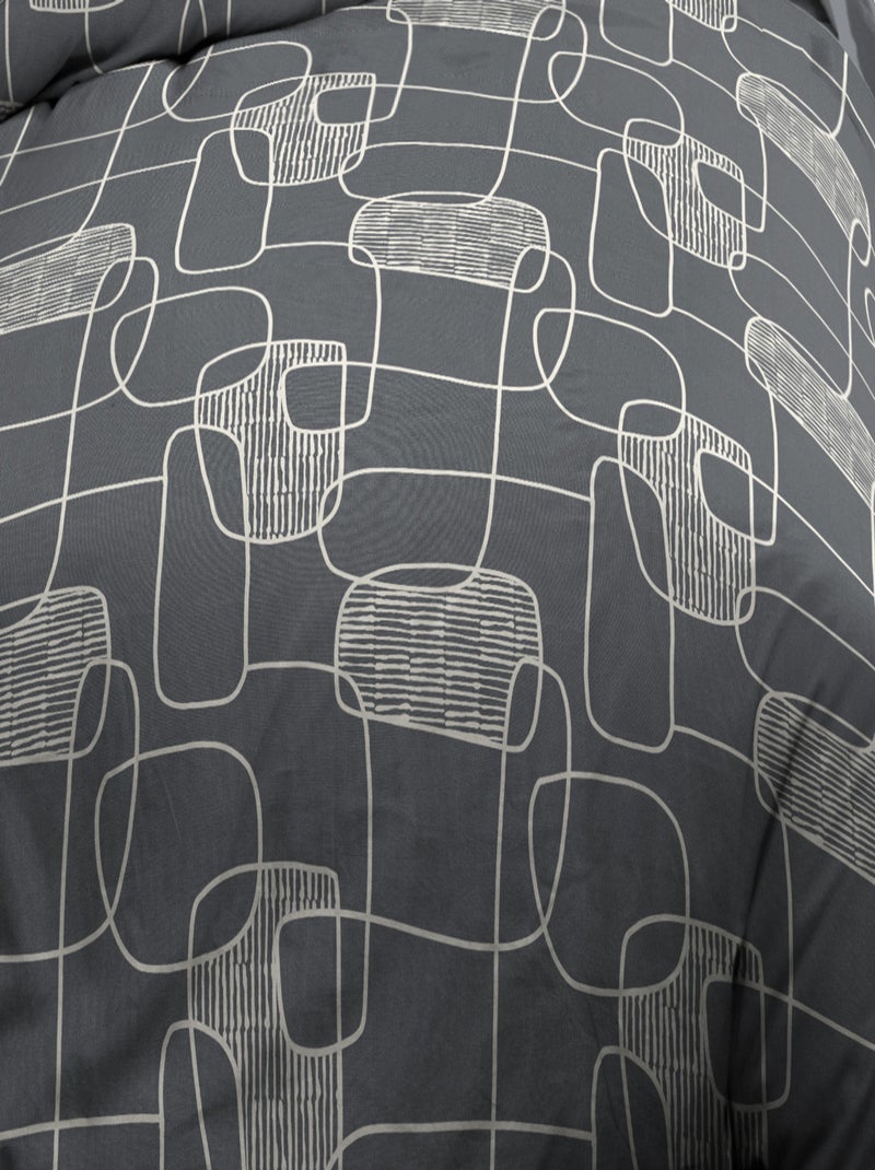 Housse de couette + 2 taies - Pur coton 57 fils - Linea Gris Ecru - Kiabi