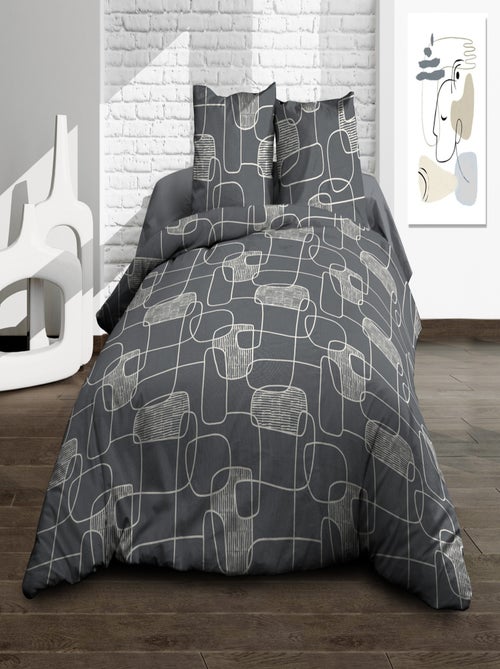 Housse de couette + 2 taies - Pur coton 57 fils - Linea - Kiabi