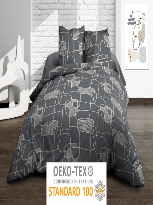 Housse de couette + 2 taies - Pur coton 57 fils - Linea - Kiabi