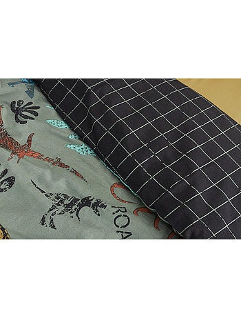 Housse de couette + 2 taies 100% coton 57 fils - Dinosaures Ttrias