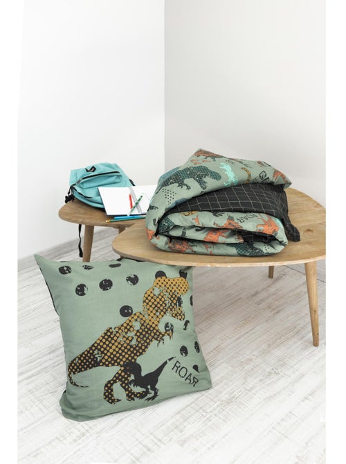 Housse de couette + 2 taies 100% coton 57 fils - Dinosaures Ttrias - Kiabi