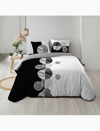 Housse de Couette + 2 Taies – 100 % Coton 57 Fils – Stormi Noir