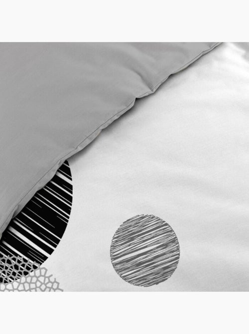 Housse de Couette + 2 Taies – 100 % Coton 57 Fils – Stormi Noir - Kiabi