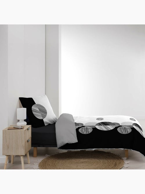 Housse de Couette + 2 Taies – 100 % Coton 57 Fils – Stormi Noir - Kiabi