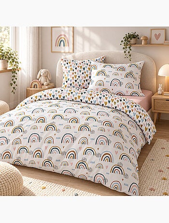 Housse de couette + 2 taies 100% coton arcoeur