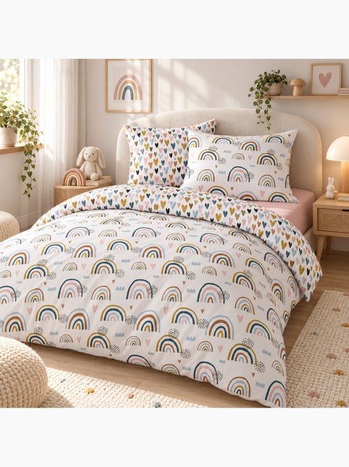 Housse de couette + 2 taies 100% coton arcoeur - Kiabi Housse de couette + 2 taies 100% coton arcoeur - Kiabi