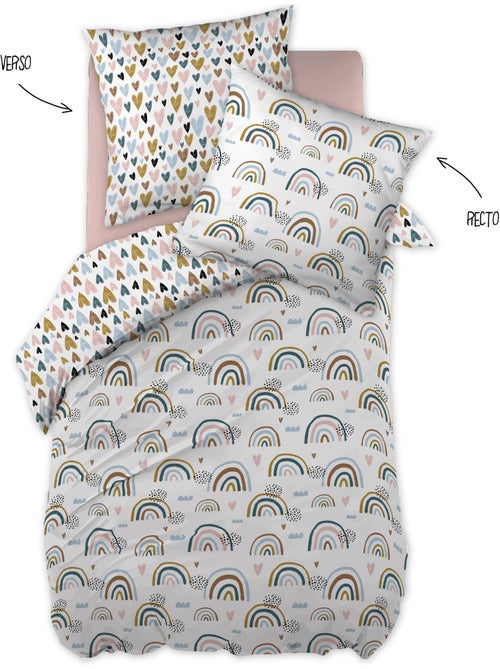 Housse de couette + 2 taies 100% coton arcoeur - Kiabi Housse de couette + 2 taies 100% coton arcoeur - Kiabi