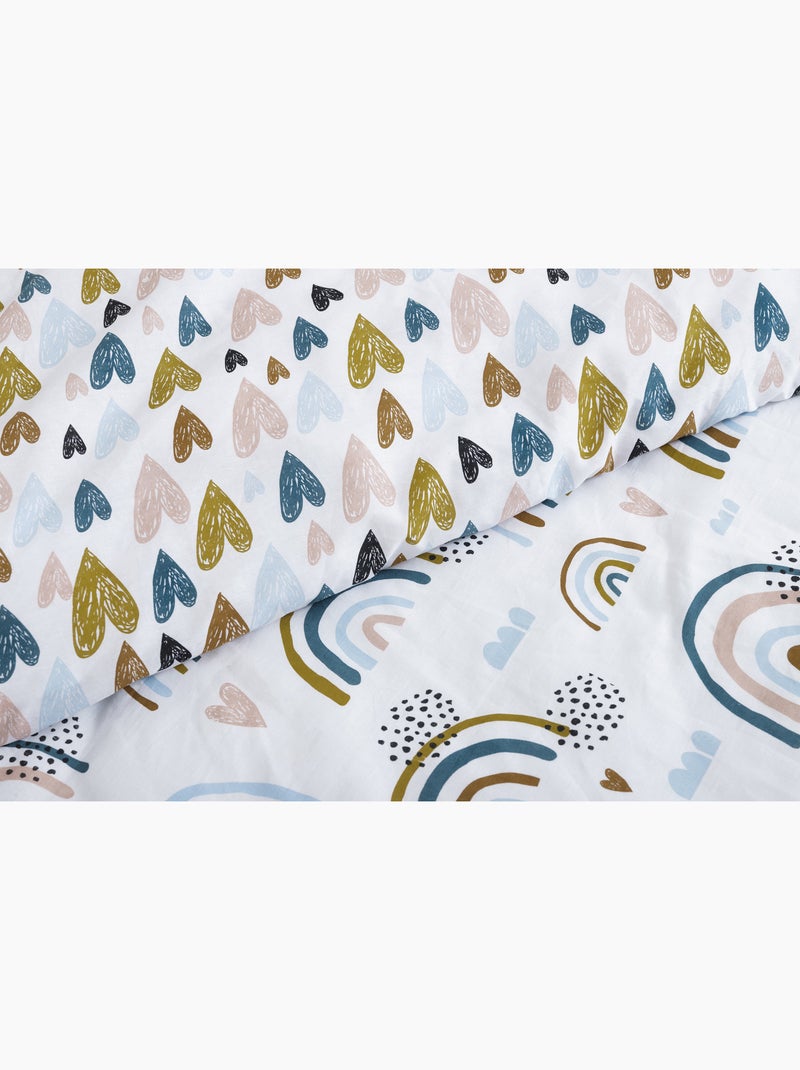 Housse de couette + 2 taies 100% coton arcoeur Blanc - Kiabi