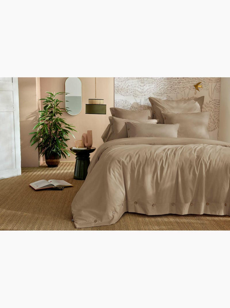 Housse de couette + 2 taies 65 x 65 cm 100% percale de coton – perrine Beige Ficelle - Kiabi
