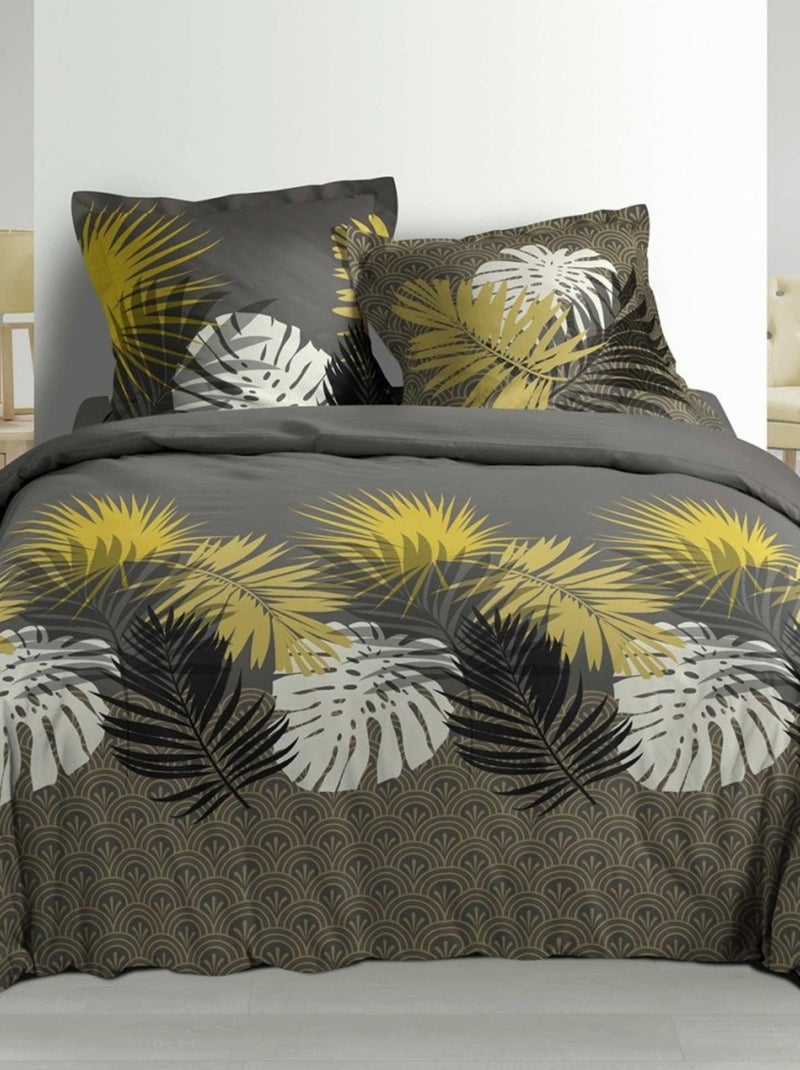 Housse de couette  + 2 taies Armance coton percale 78 fils Gris - Kiabi