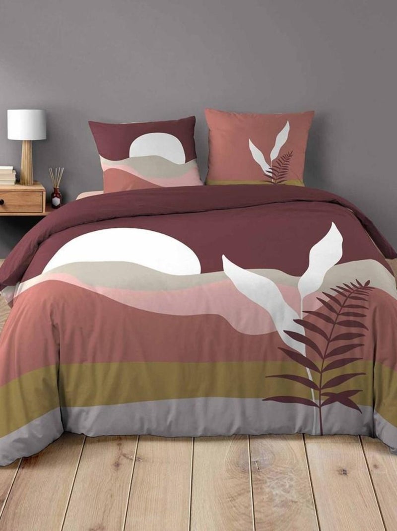 Housse de couette  + 2 taies Canyon coton 42 fils Rose - Kiabi