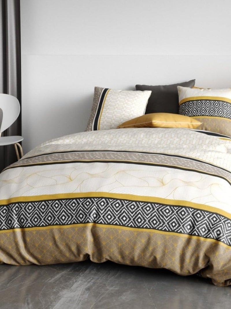 Housse de couette + 2 taies Cario Jaune - Kiabi