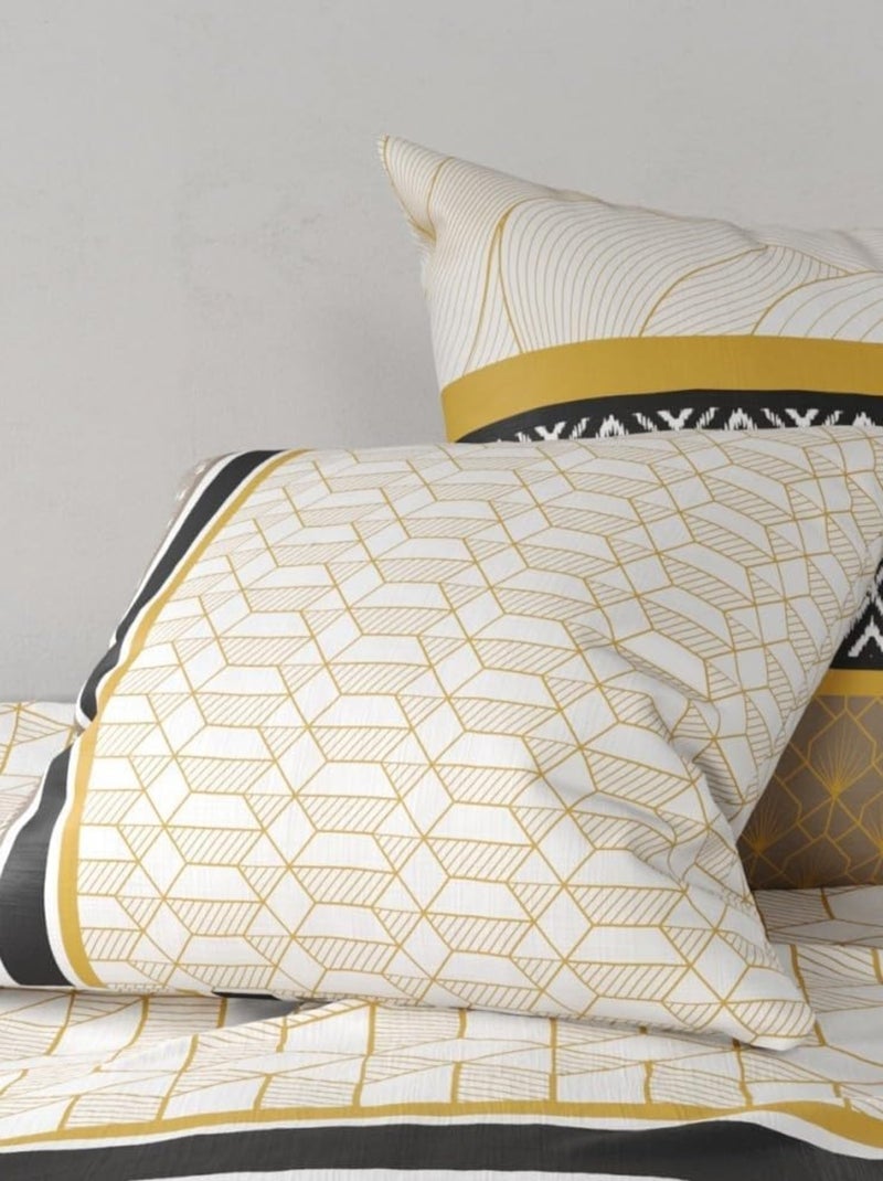 Housse de couette + 2 taies Cario Jaune - Kiabi