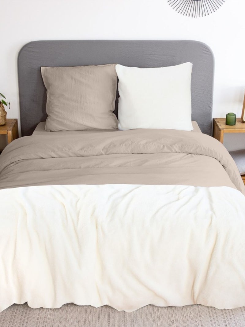 Housse de couette + 2 taies Chaude et douillette Beige - Kiabi