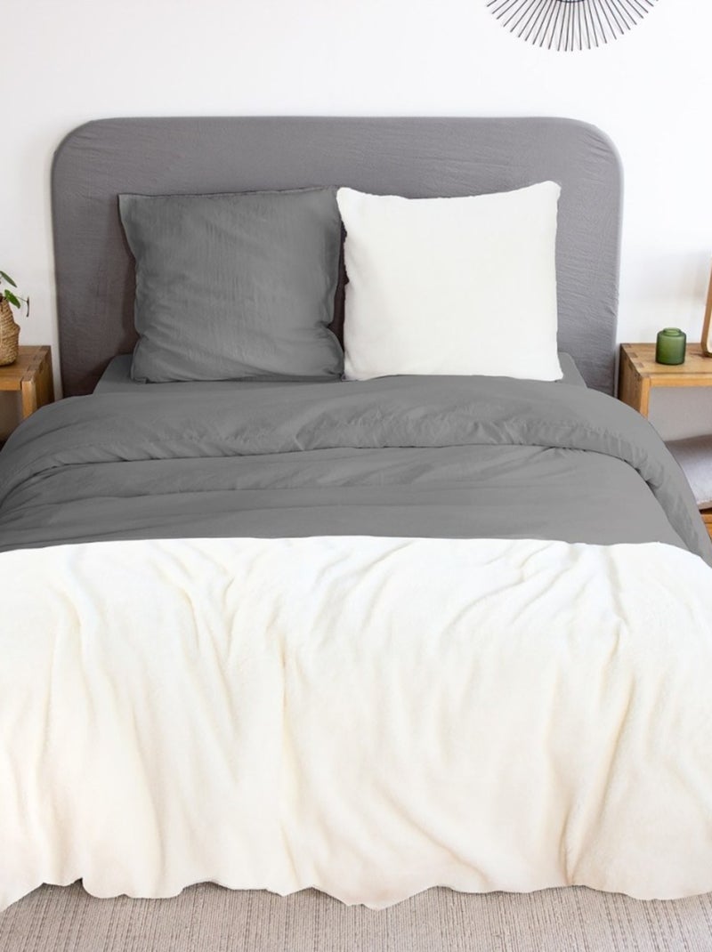 Housse de couette + 2 taies Chaude et douillette Gris - Kiabi