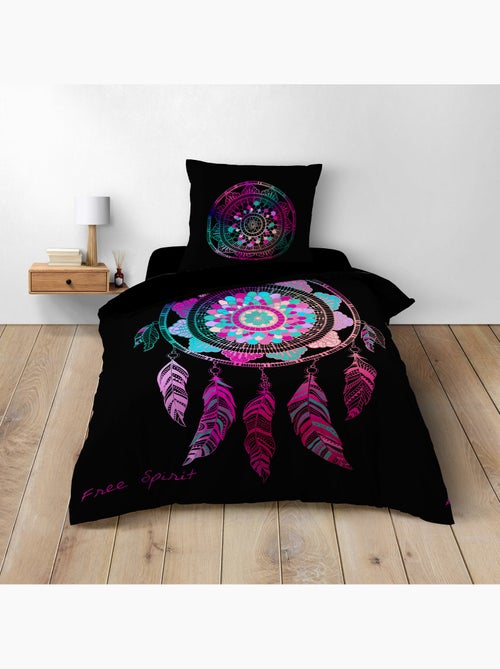 Housse de couette + 2 taies – Coton 42 fils – Imprimé placé Porte Bonheur - Kiabi Housse de couette + 2 taies – Coton 42 fils – Imprimé placé Porte Bonheur - Kiabi