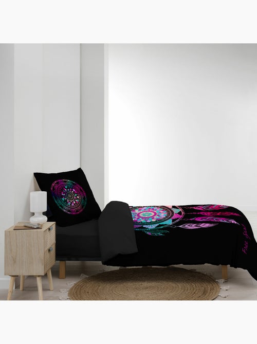 Housse de couette + 2 taies – Coton 42 fils – Imprimé placé Porte Bonheur - Kiabi Housse de couette + 2 taies – Coton 42 fils – Imprimé placé Porte Bonheur - Kiabi